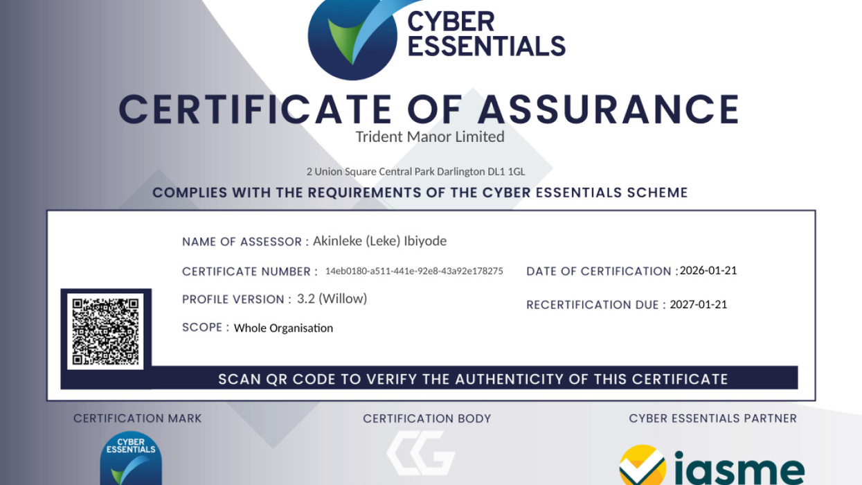 Trident Manor Achieves Cyber Essentials Certification